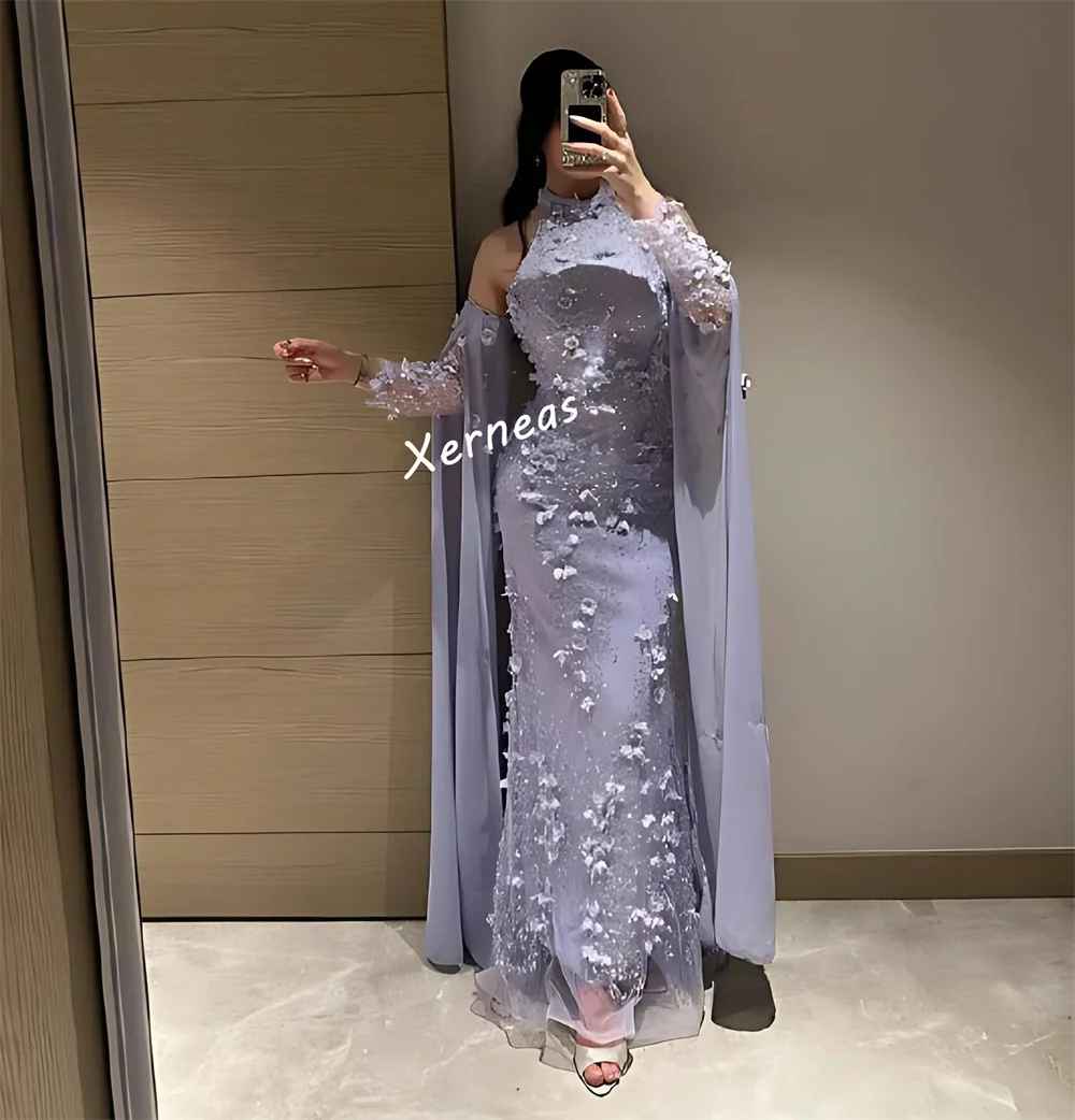 Customized Luxury Evening Dress Glitter Applique Halter Trumpet Long Dresses Bespoke Occasion Elegant Party Charming