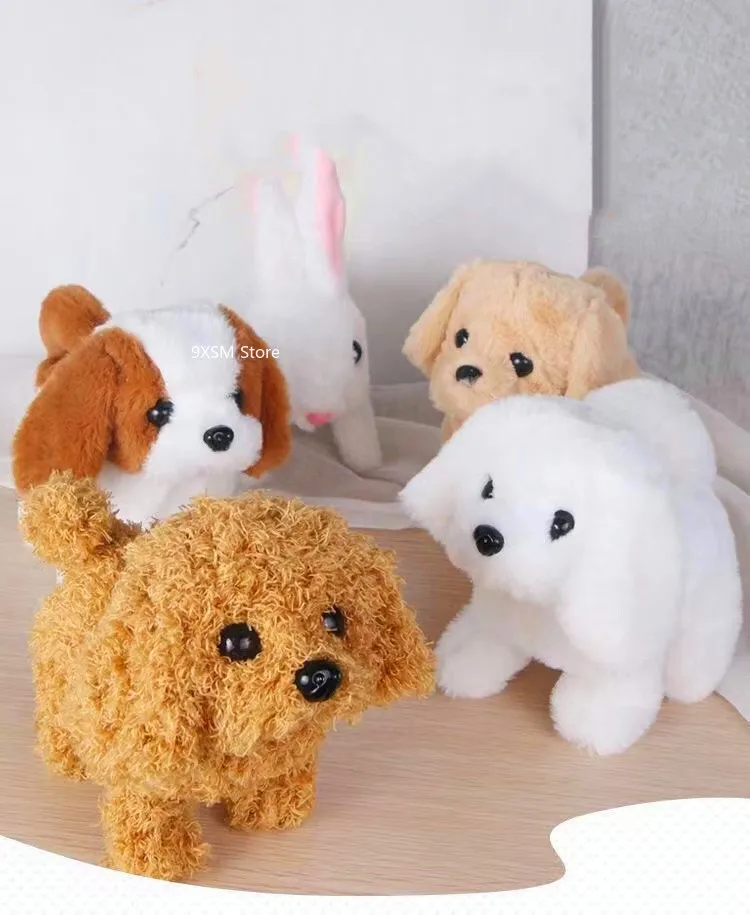 Juguete de peluche interactivo de voz eléctrica, lindo cachorro, muñeca para mascotas para niños, elección multicolor, simulación, juguete de batería de felpa suave 3+