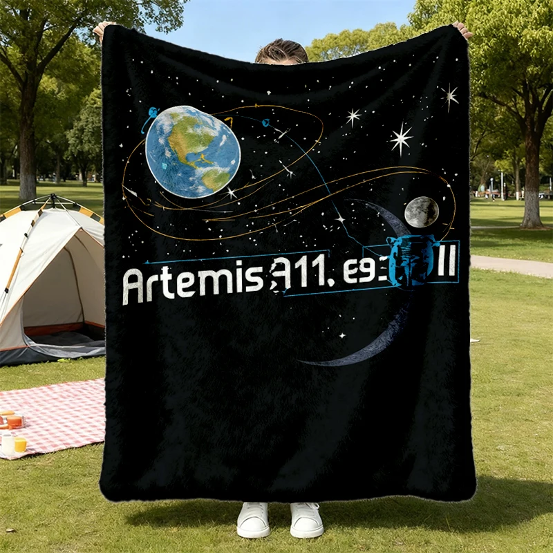 The Artemis II Schematic Flannel Blanket, Artemis II Moon Mission Flannel Throw, Back to the Moon