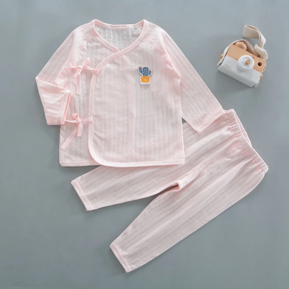 

2024 852001 Four Seasons Fashion Set Pure Cotton Strap Top+Pants Two Piece Set Infant Outdoor Clothing