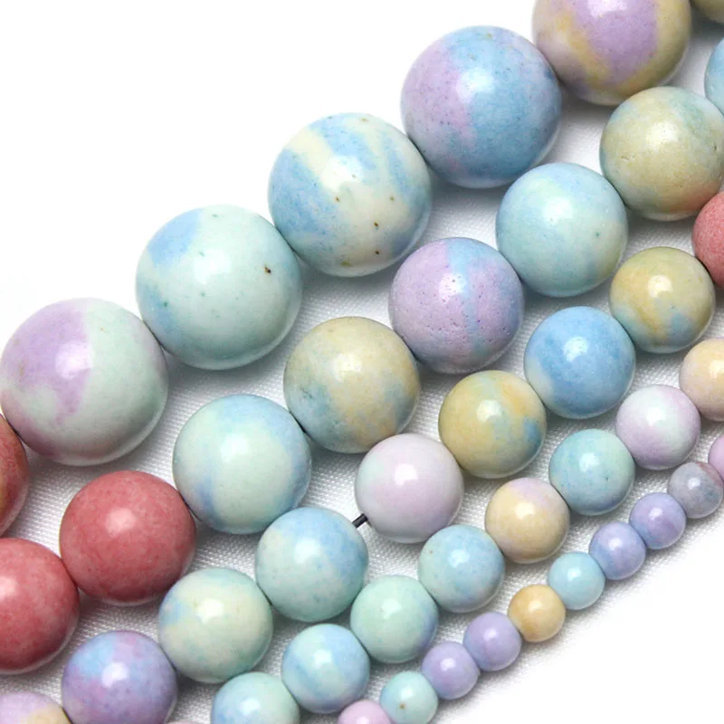 Natural Rainbow Alashan Stone  Loose  Round Beads 4-12mm For Jewelry Making DIY Necklace Bracelet  Spacer Accessories 15