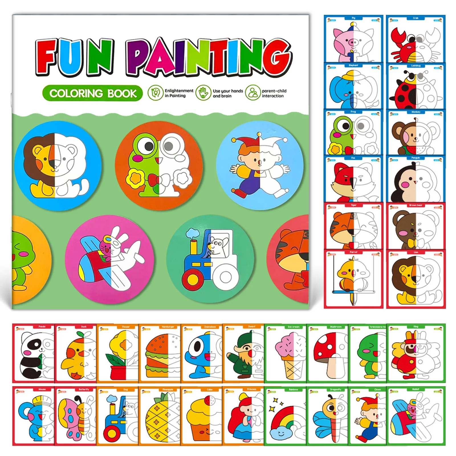 Kids Symmetrical Painting Activity Book Beginner Learning to Draw of Cute Stuff, Animals, Food and other Amazing Things Coloring