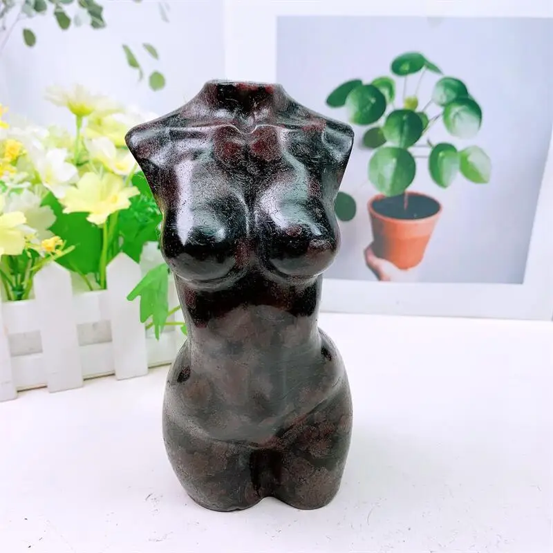 

Natural Garnet Lady Body Carving Reiki Healing Stone Home Ornaments Decor Holiday Gift 1pcs