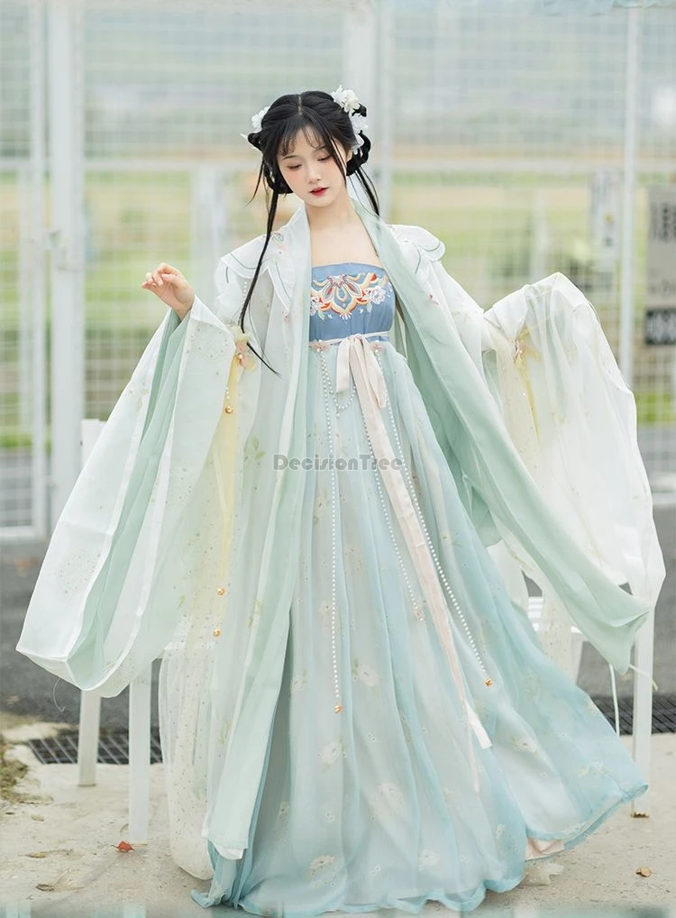 2025 gentle fairy gradient hanfu dress chinese tang princess sweet graceful daily garment gorgeous embroidery pearl design hanfu