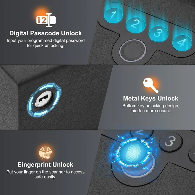 XBT Gu-n Safe Box البيومترية Key Electronic Digital Safe Fingerprint Gu-n Safe Box