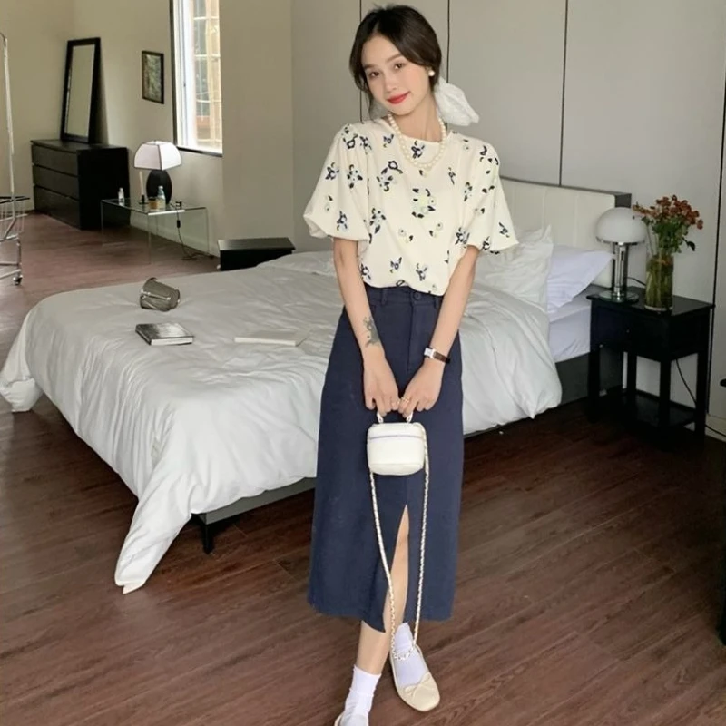 

Kawaii Woman Outfit Florals Vintage Cheap Clothing Offers Summer Fashion 2025 Stylish Trend Jacket 2 Pieces Skirt Sets for Women