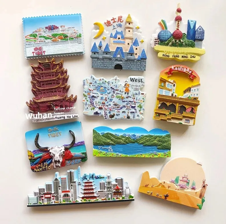 Guangzhou Hangzhou Qingdao Sanya Xiamen Deep South Tianjin Wuhan Xiaan Chongqing Chengdu Lijiang Nanjing Fridge Magnet