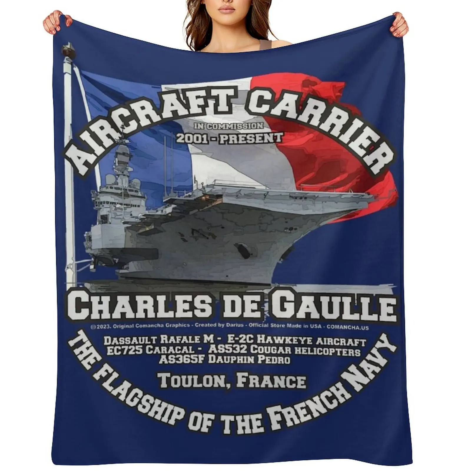 

Charles de Gaulle - France Aircraft carrier veterans Throw Blanket Luxury Designer Soft Big manga Luxury Blankets