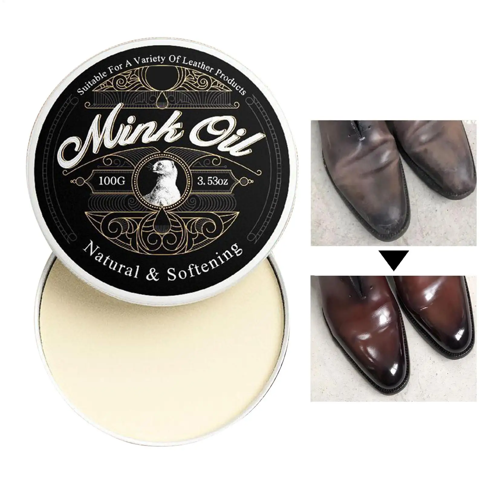 Acondicionador de cuero con aceite de visón 100g, impermeabilizante para botas de cuero, aceite para asientos, crema para el cuidado del cuero para muebles y automóviles