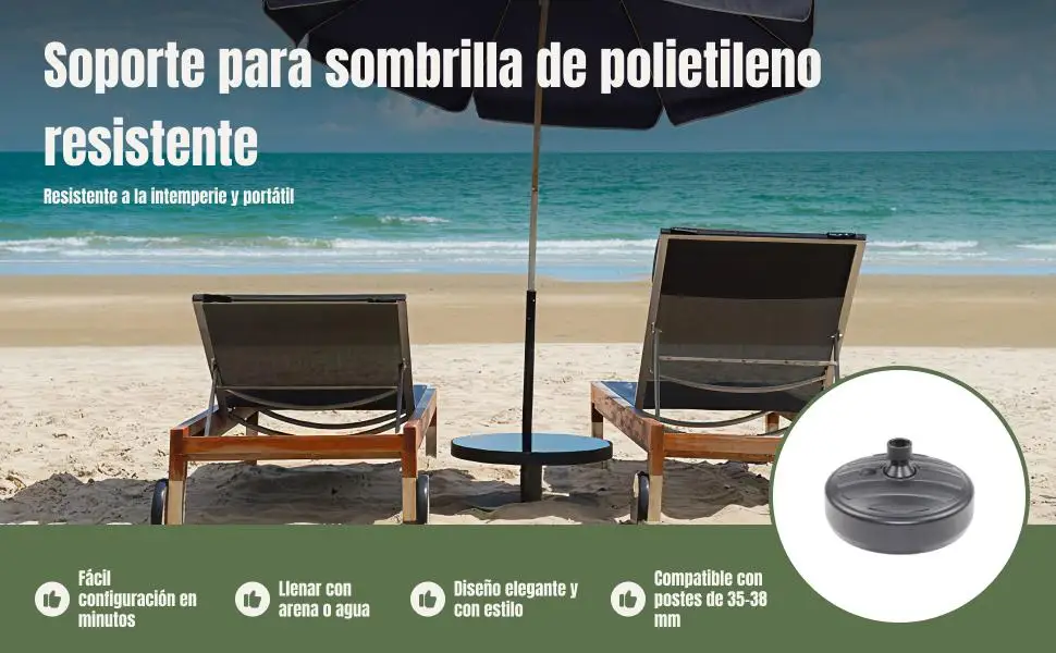 

Umbrella Base Sand/Water Filled Parasol Holder for Poolside Garden Lawn