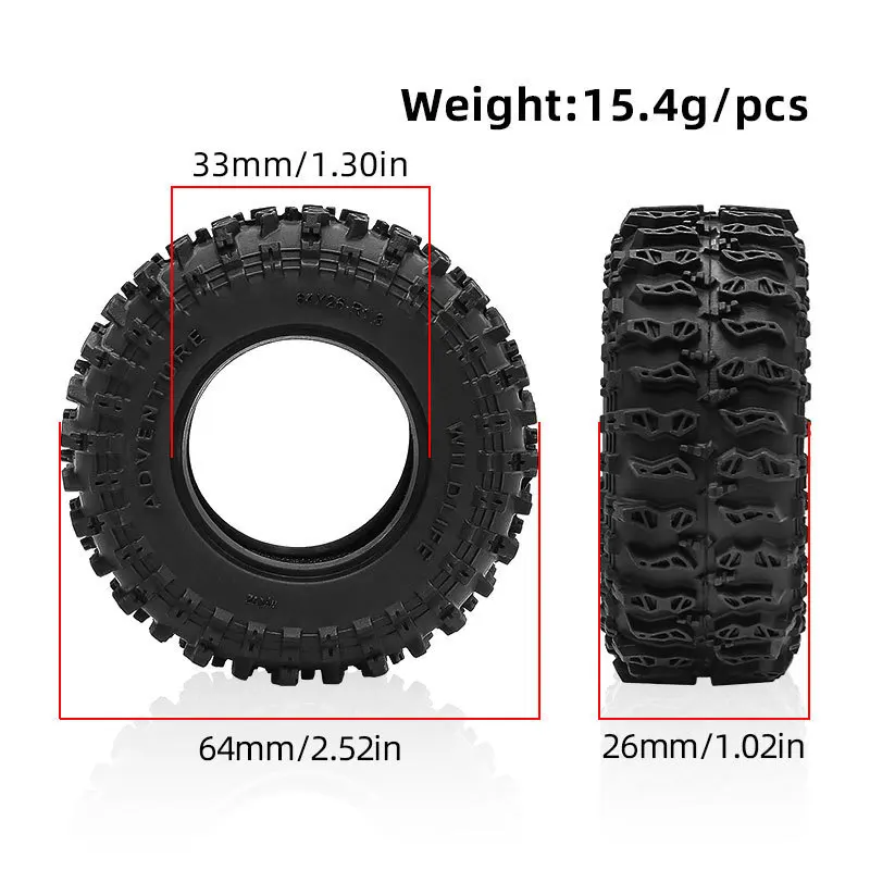 ยางนิ่มขนาด 1.3 นิ้ว 64x26 มม. สำหรับรถ TRX4M SCX24 AX24 FCX24 FCX24M Ascent-18 1/18 1/24 RC Crawler อะไหล่อัพเกรด