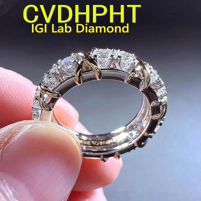 

Customer customized Solid 18K White gold Lab grown dimaond ring IGI round cut Wedding & engagement ring