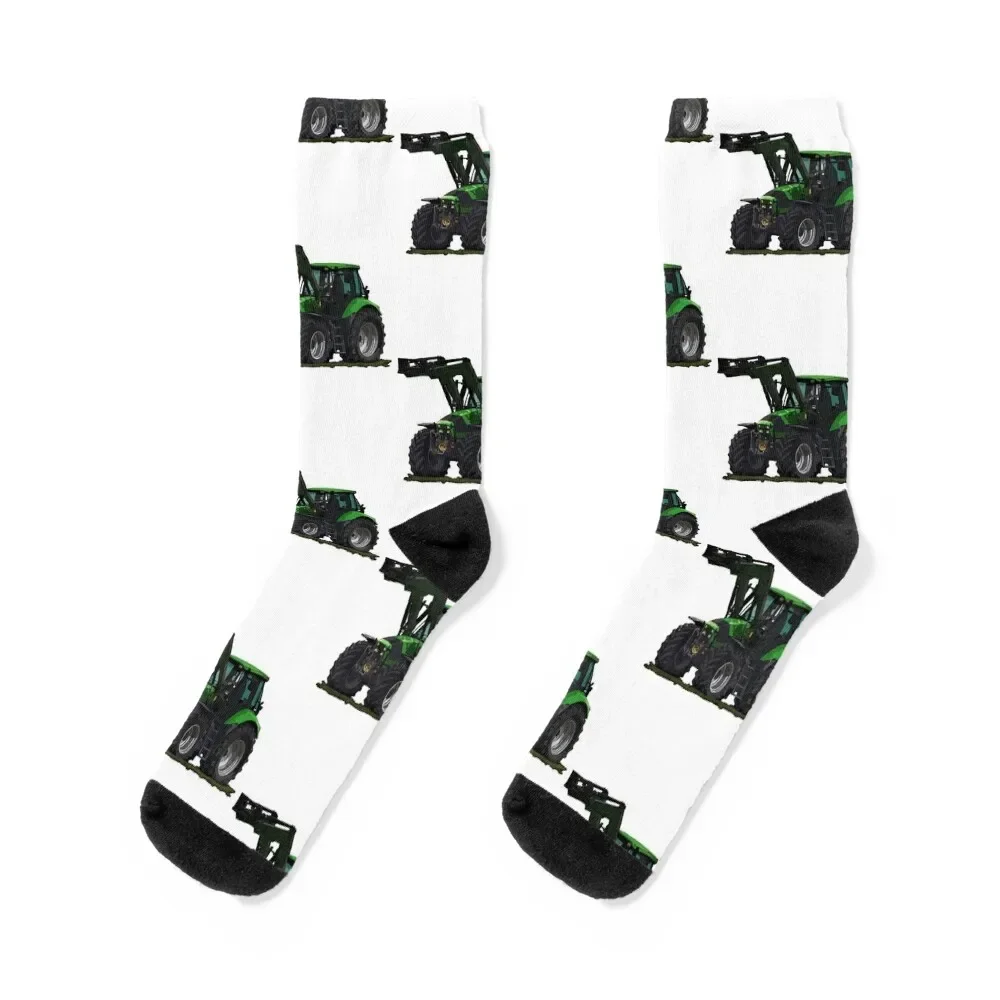 

Light green tractor with a front loader Socks winter thermal retro Mens Socks Women's