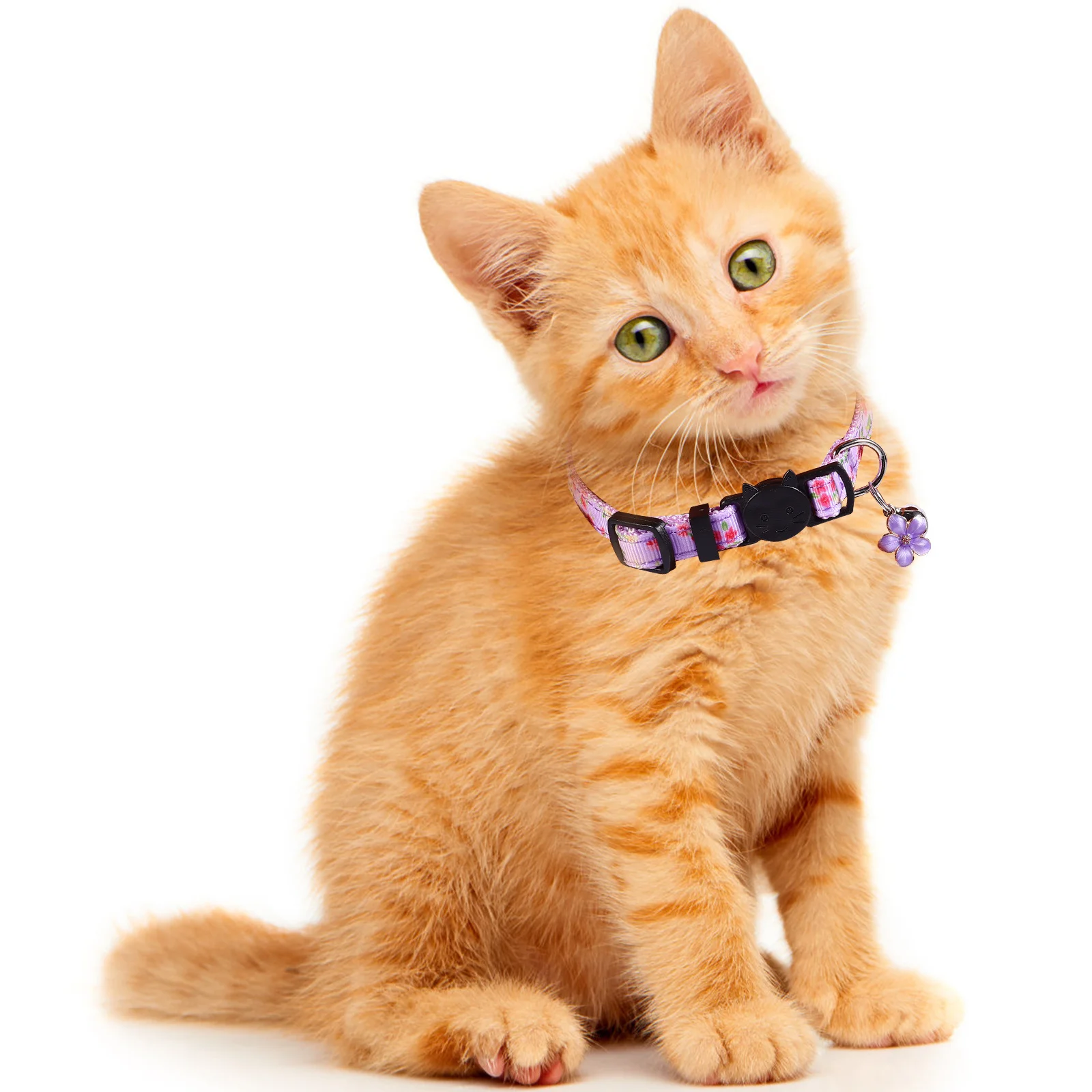 

4Pcs Cat Collar Flower Design Adjustable Breathable Cozy Fabric Suitable for Christmas Wedding Birthday Photo Party Pet Bell