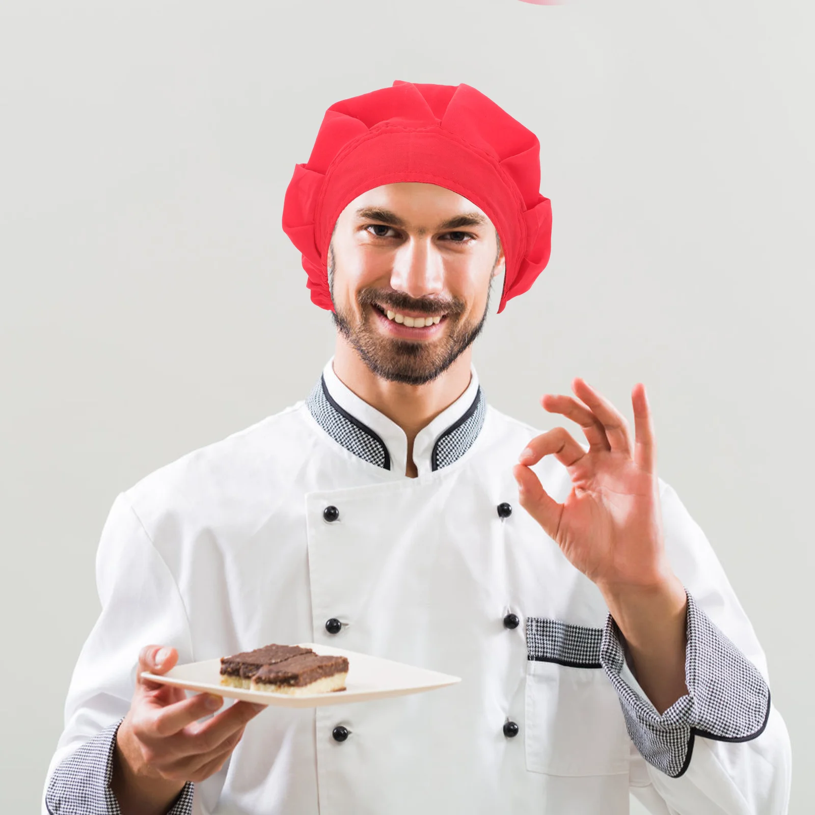 Chapeau de chef en coton respirant pour femme, chapeau de service, chapeau de cuisinier de restaurant, chapeau de boulanger rouge