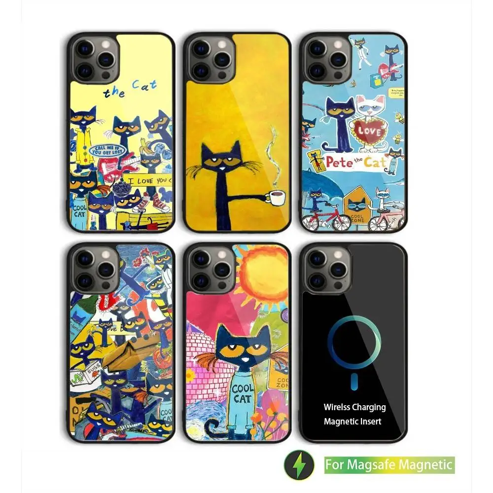 

Pete Cat Cute Phone Case For iPhone 16,15,14,13,12,11,Pro,Max,Plus,Mini,SE New Magsafe Magnetic Wireless Charging
