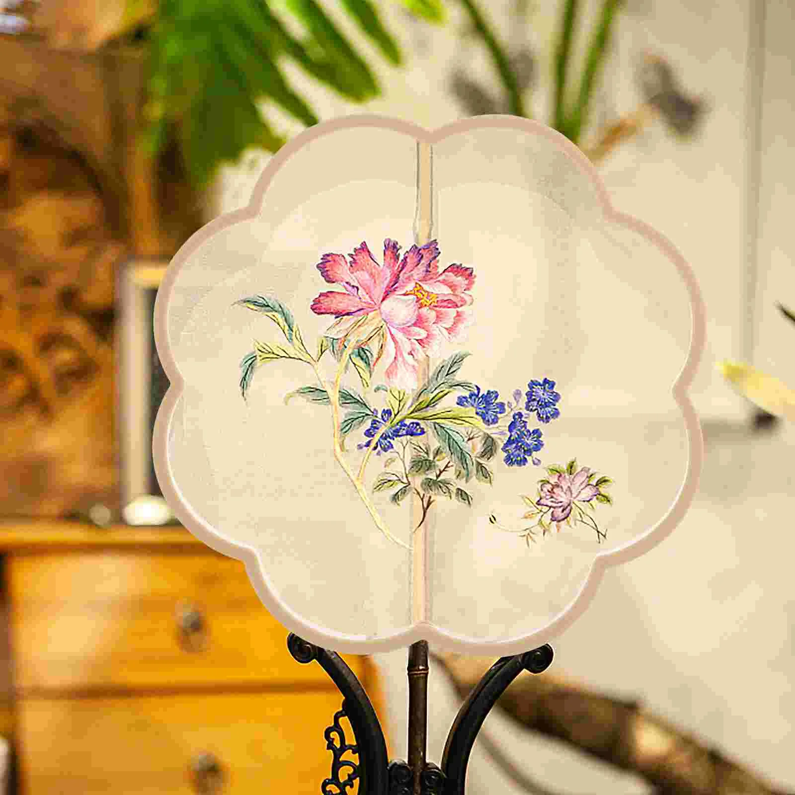 Round Fan Hand Photo Frames, DIY Crafting Hoop, Material chinês para casamento, fazer noiva