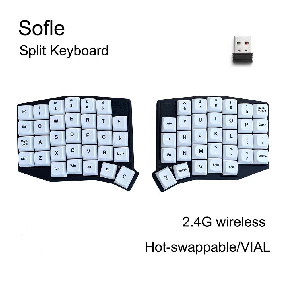 Sofle Split Ergonomics MX Mechanical Keyboard Hot-swap 2.4G Wireless VIAL Programmable