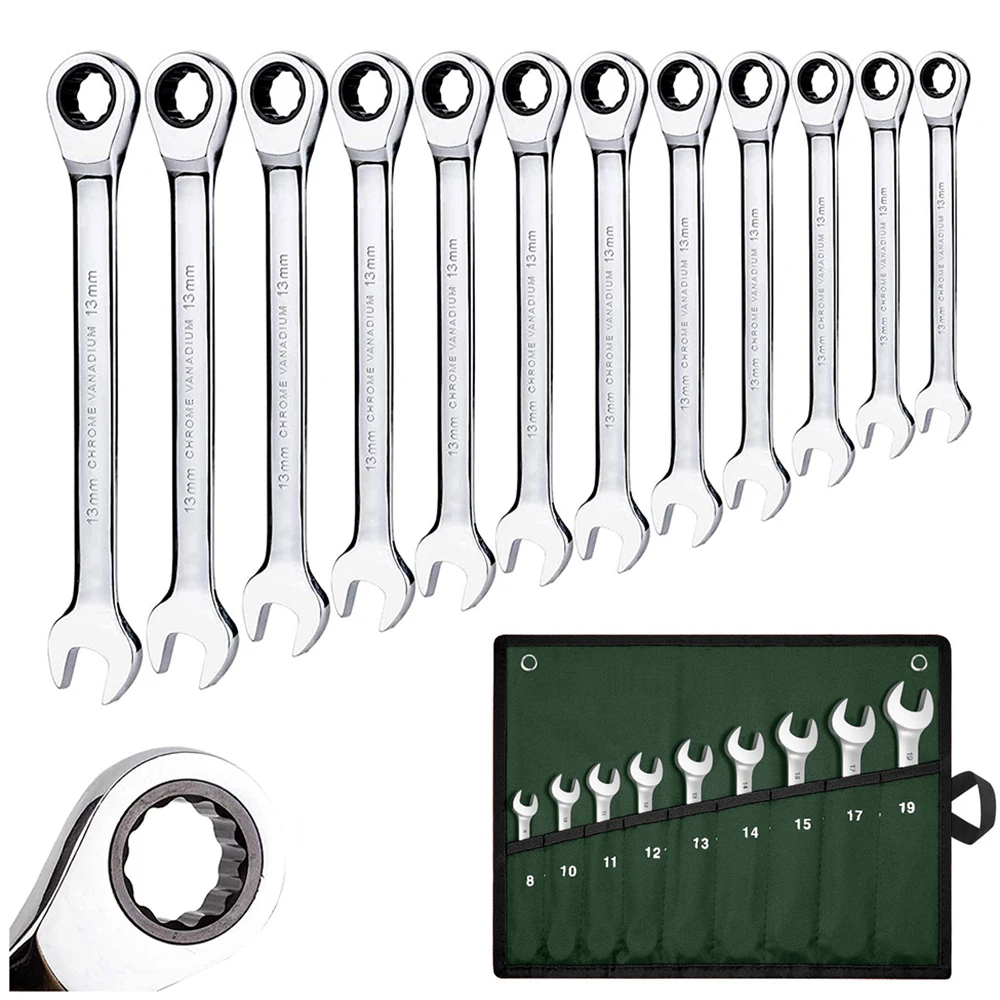 

ZOOWOOY 1set Combination Ratchet Wrenches with Keys Gear Ring Reversible Wrench Car Auto Repair Hand Tool Diagnostic Tools