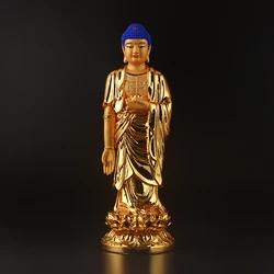 Amitābha Buddha Statue 48cm Figurine Painted Standing Amitayus Ornament Handicraft Auspicious Decoration Red Golden Amitabha