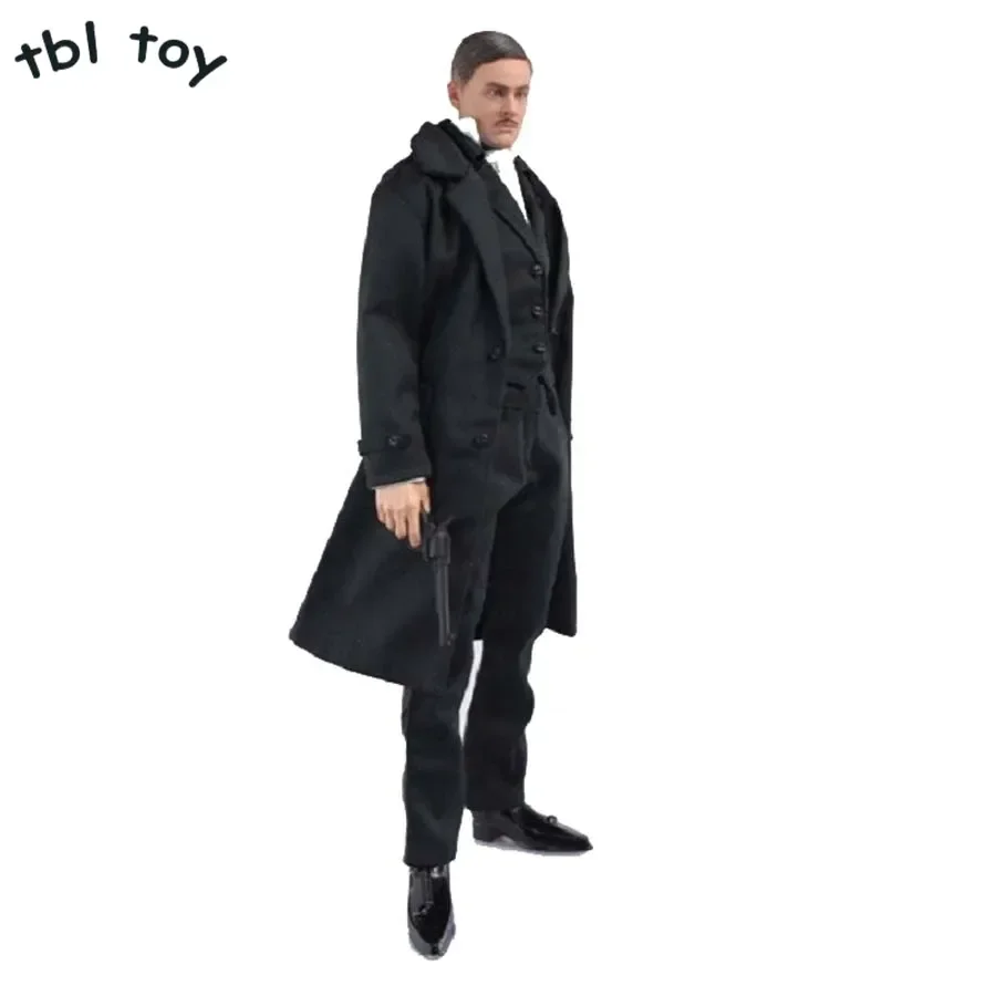 4 Piece Set CC217 1/6 Scale DOLLSFIGURE Gothic Black Overcoat Dress Suit Model for 12 inches Action Figure