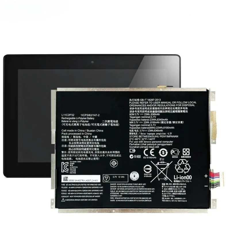 L11C2P32 3.7V 6340mAh Battery for Lenovo IdeaTad S6000 S6000-F S6000-H A7600 A7600-HV A7600-F A10-80 A10-80HC S6000F/H L12D2P31