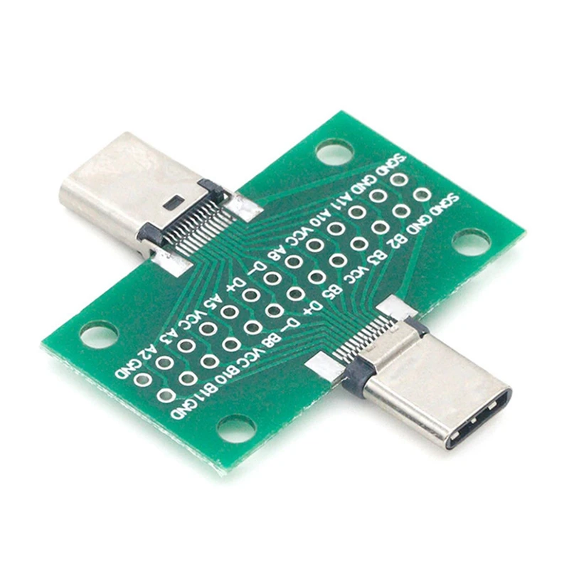 Male To Female Type C Test PCB Board Universal Board With USB 3.1 Port 20.6X36.2MM Test Board With Pins