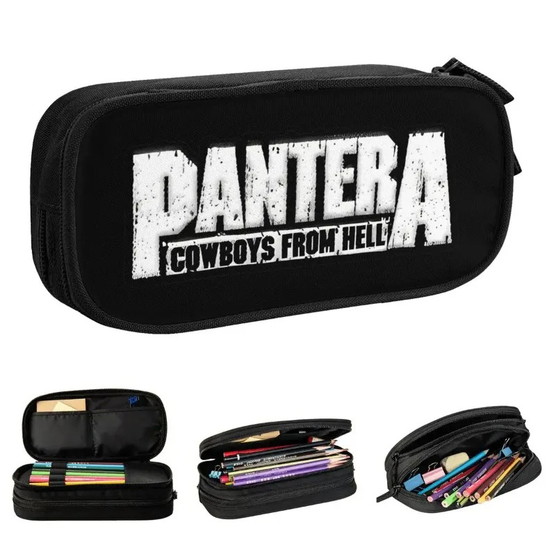 

Новые пеналы Panteras Heavy Metal Band, пеналы для ручек для девочек и мальчиков, большая вместительная сумка для студентов, школьные канцелярские принадлежности на молнии