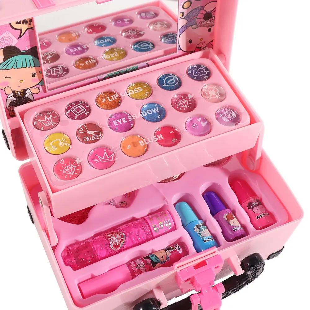 Lipstick Children's Makeup Eye Shadow Makeup Box Children Cosmetic Beauty Set Safety Nontoxic Princess Makeup Educational