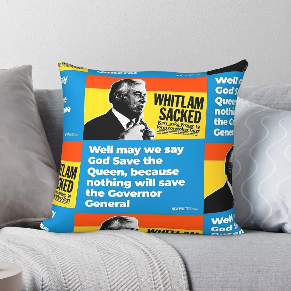 Gough Whitlam God Save The Queen Square Pillowcase Polyester Linen Velvet Creative Zip Decorative Throw Pillow Car Cushion Case