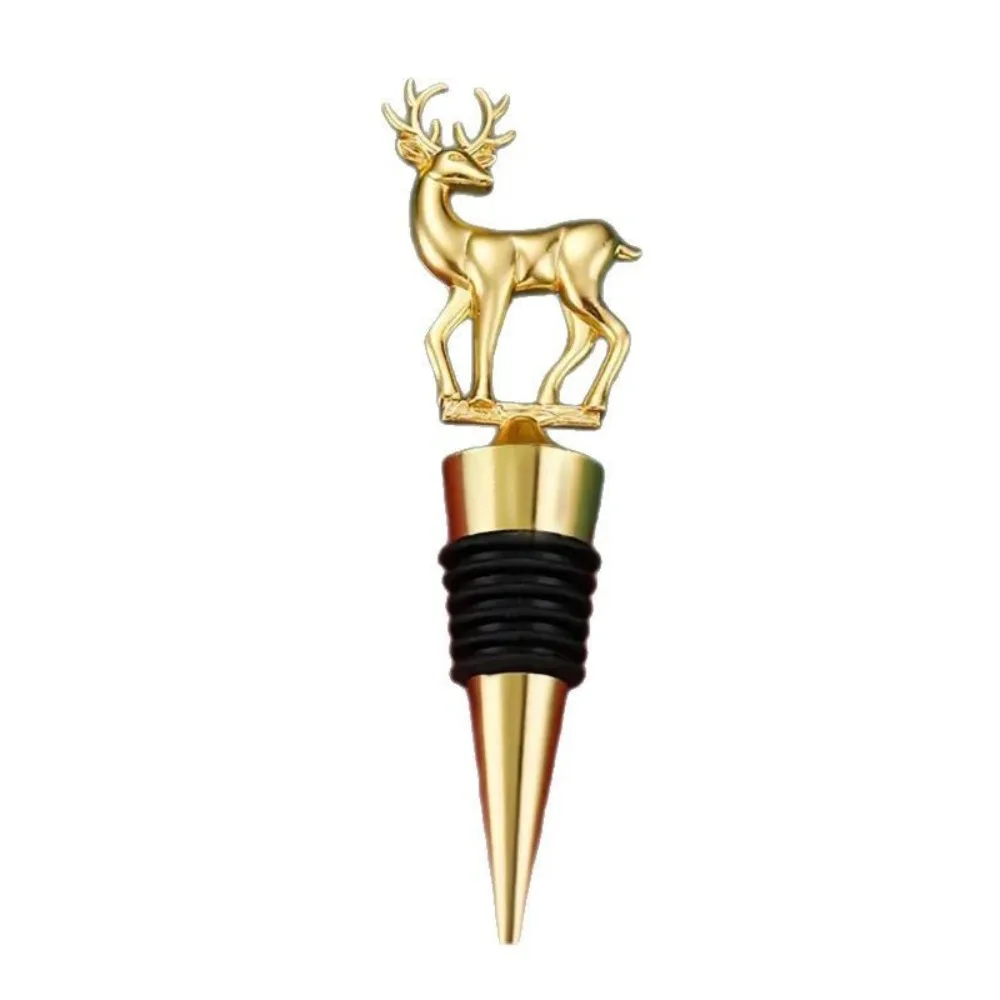 Deer Snowflake Tree Shape Christmas Wine Stopper Zinc Alloy Gold/Silver Wine Bottle Sealer Sealed Decorative Wine Preserver Cap