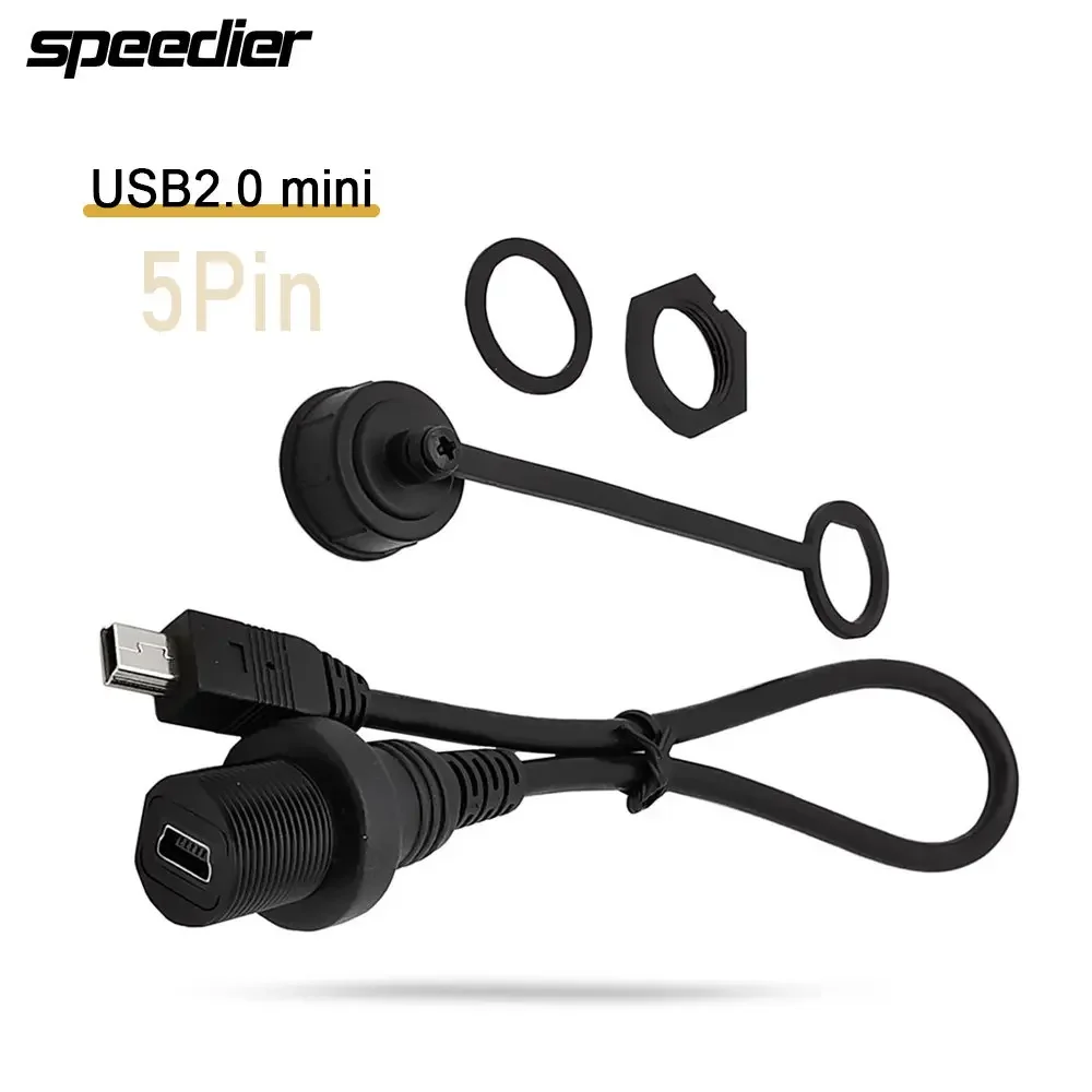 

Waterproof Cable Car Yacht Motorcycle Dashboard Mini USB 5Pin Extension Cable Data Charging Adapter Cable Male To Female 0.3m/1m