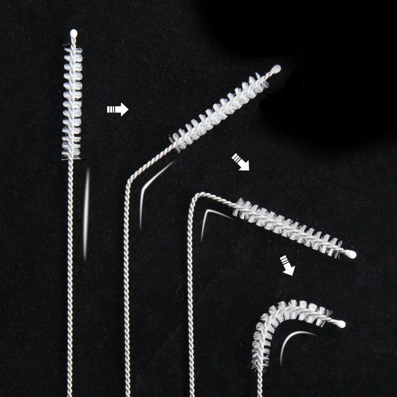 Biegbare Edelstahl-Strohhalmbürste, Reiniger mit Weichen Borsten, Saugnapf-Glasröhrchen-Reinigungsbürsten, Baby- und Kinderflaschenbürste mit Langem Griff, Wiederverwendbar – Detail 3
