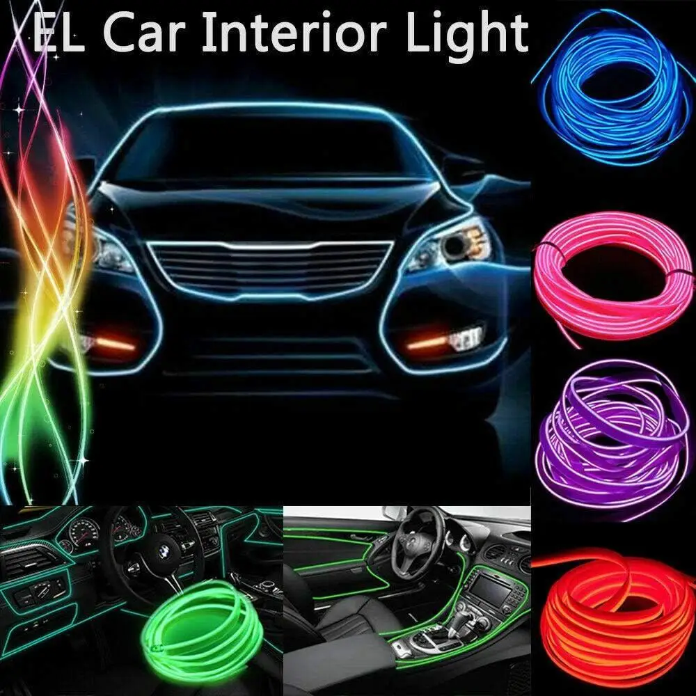 1 x Electroluminescent Wire(Blue，Ice Blue Light)  fit for use in car interiors, including dashboards and door panels