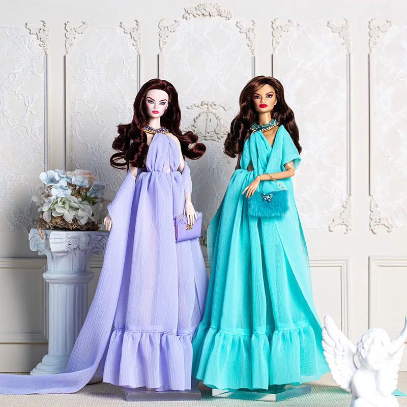 

32cm Supermodel Doll Clothing Accessorie New Luxury Evening Collection Diamante Evening Gown Handbag Set 1/6 Doll Party Dress Up