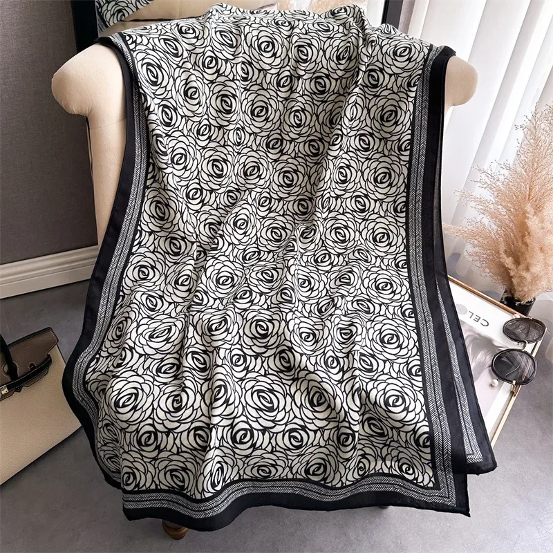 Autumn Winter Fashion Luxury Scarves for Women Soft Warm Scarf Cotton Linen Printed Geometric Large Wrap Bufandas Muslim Shawls