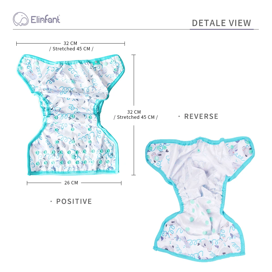 Elinfant Baby Diaper Cover Waterproof Leakproof Quality Adjustable Cover Fit 8 - 35pounds Reusable Washable Cloth Nappies