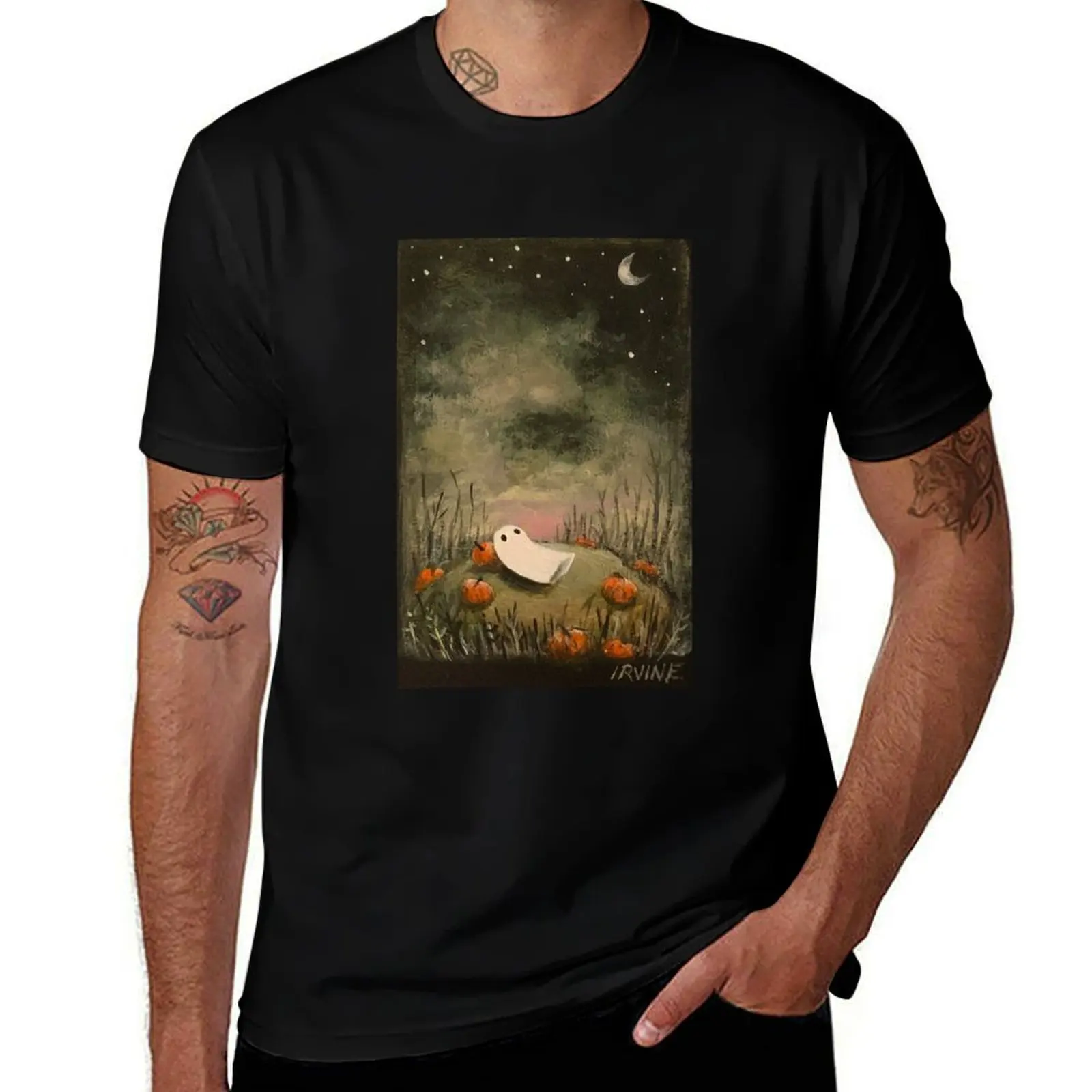 

Gazing at the Moon T-Shirt man graphic t shirt t shirts for man cotton soft T-Shirt