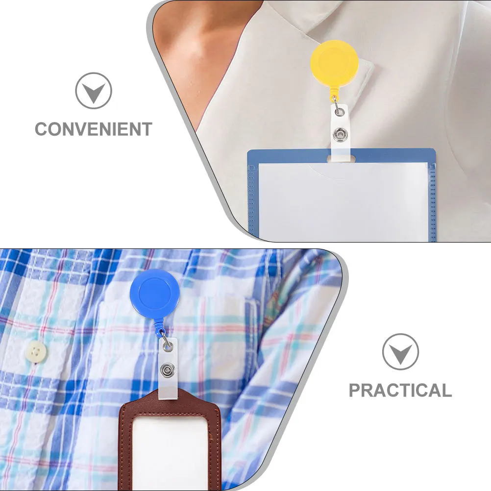

9pcs Retractable Badge Holders Id Card Holder Clip Name Tag Reel Portable Multi-Function Belt Clip Staff Accessory