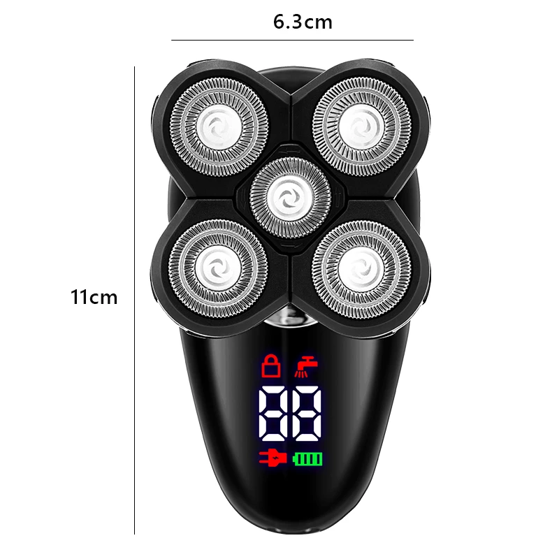 Barbeador elétrico para homens cabeça careca display led nariz aparador de pêlos barba clippers escova de limpeza facial usb recarregável