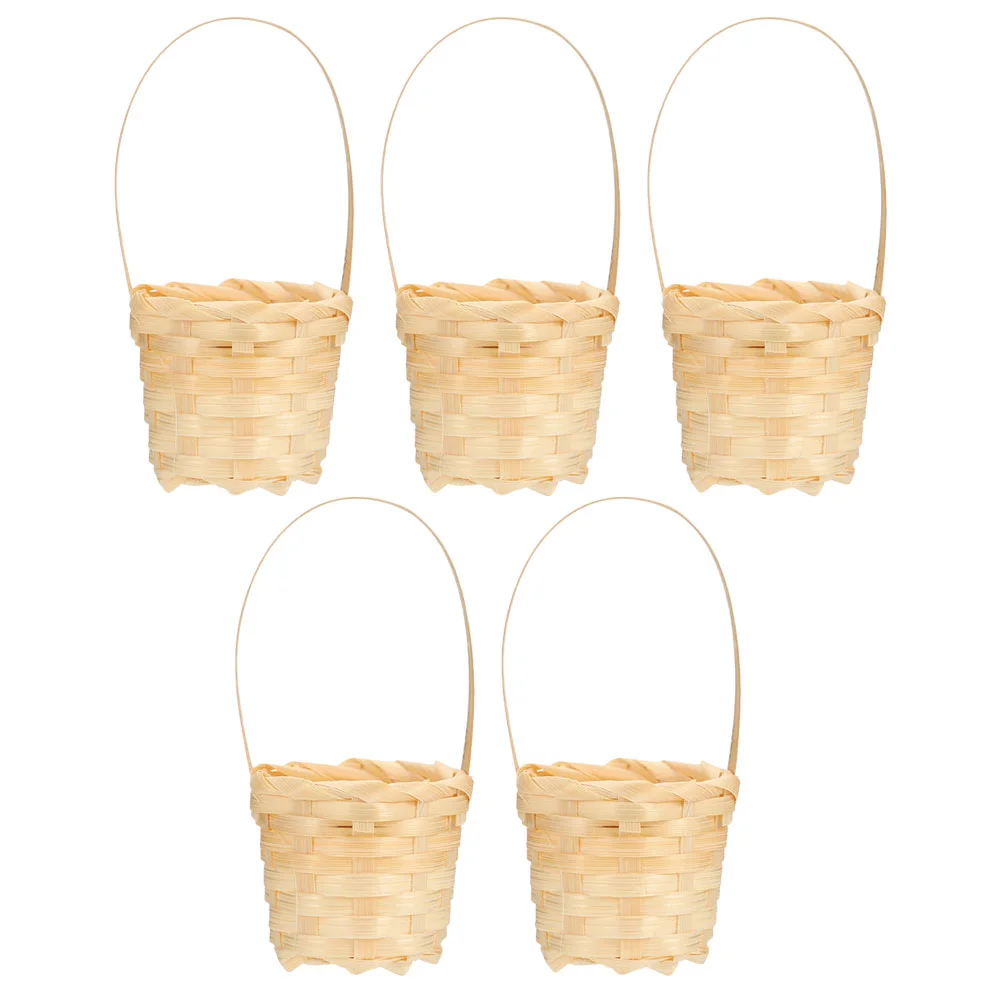 5 Pcs Mini Flower Basket Decoración Wicker Wedding Décor Small Weaving Baskets Bamboo Woven