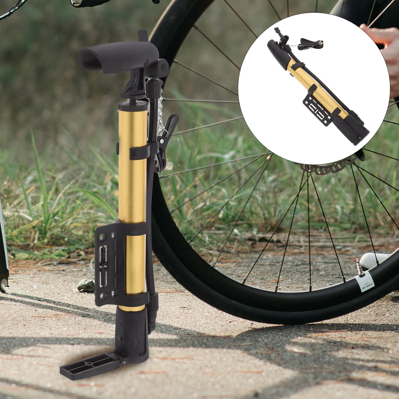 Pompe compacte compacte pour vélo, gonfleur de sol léger pour vélo domestique, pour un gonflage rapide et efficace