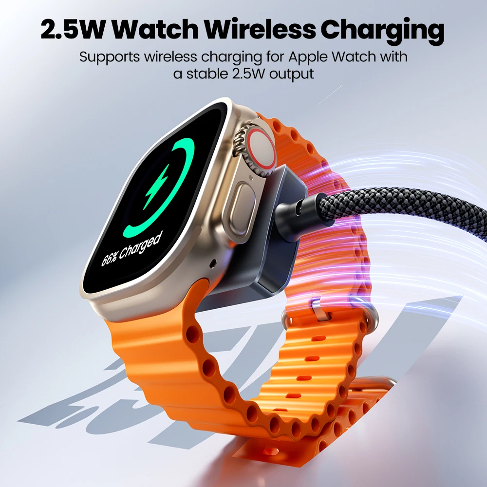 Toocki 100W USB C Fast Charging 2-in-1 Magnetic Cable For iPhone 17/16/15 Apple Watch Samsung Xiaomi Huawei Type-C Data Cable view 4