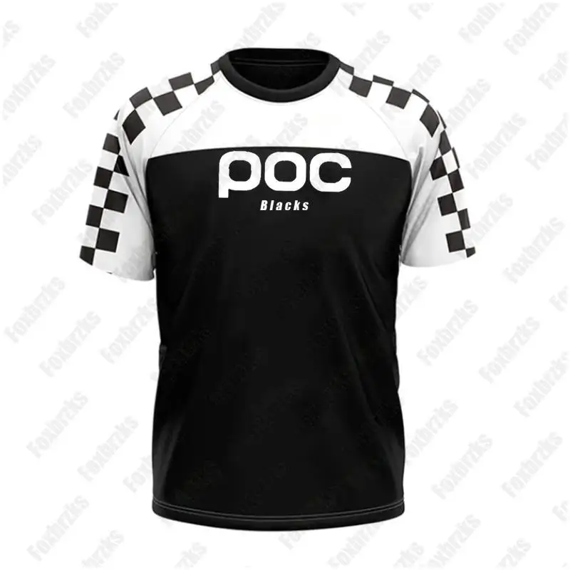 Blacks poc 2024 Men Cycling Quick Dry T-shirt Motocross Jersey Downhil Mountain Bike DH Shirt Motorcycle Clothing Ropa For Boys