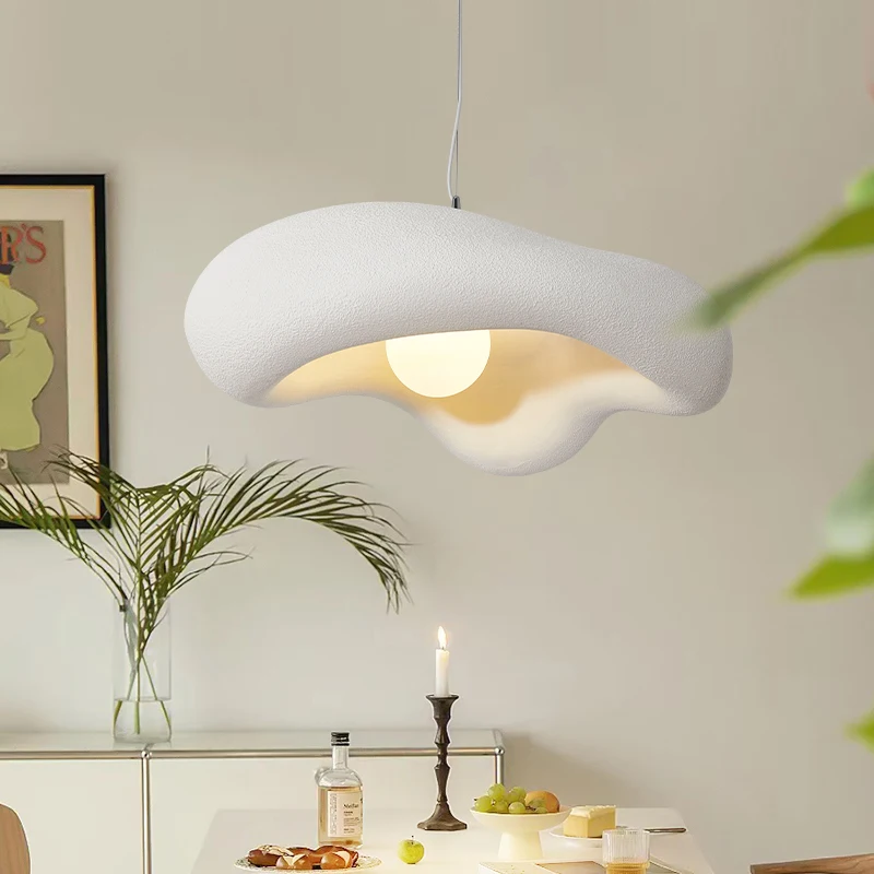 Lámpara LED minimalista de estilo nórdico, candelabro de color crema wabi-sabi para restaurante, dormitorio, Bar, mesa, lámpara colgante para