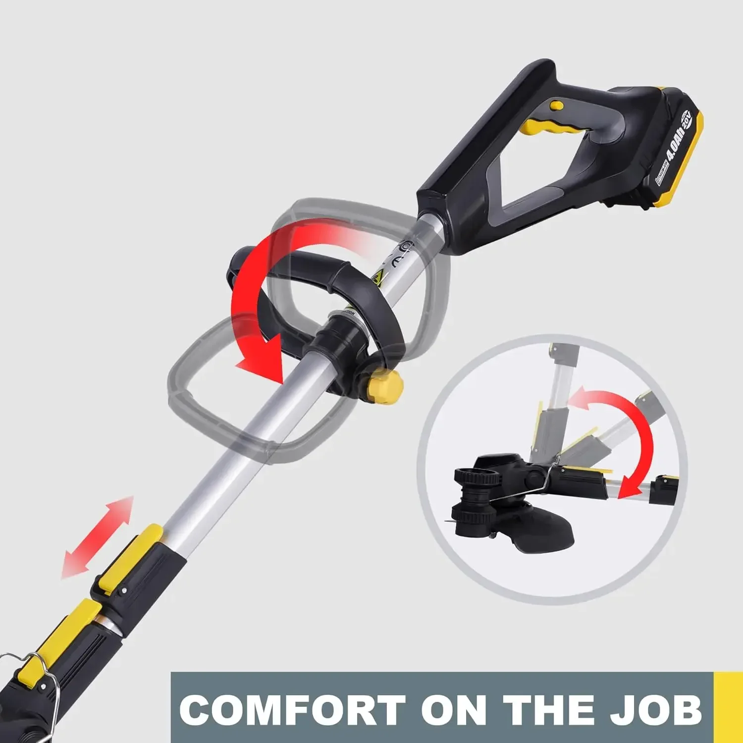 Wacker Cordless, PATIOX Electric Weed Trimmer Rechargeable, One 4.0 Ah Battery Powered Weed Whacker, Grass Trimmer with Blade, H