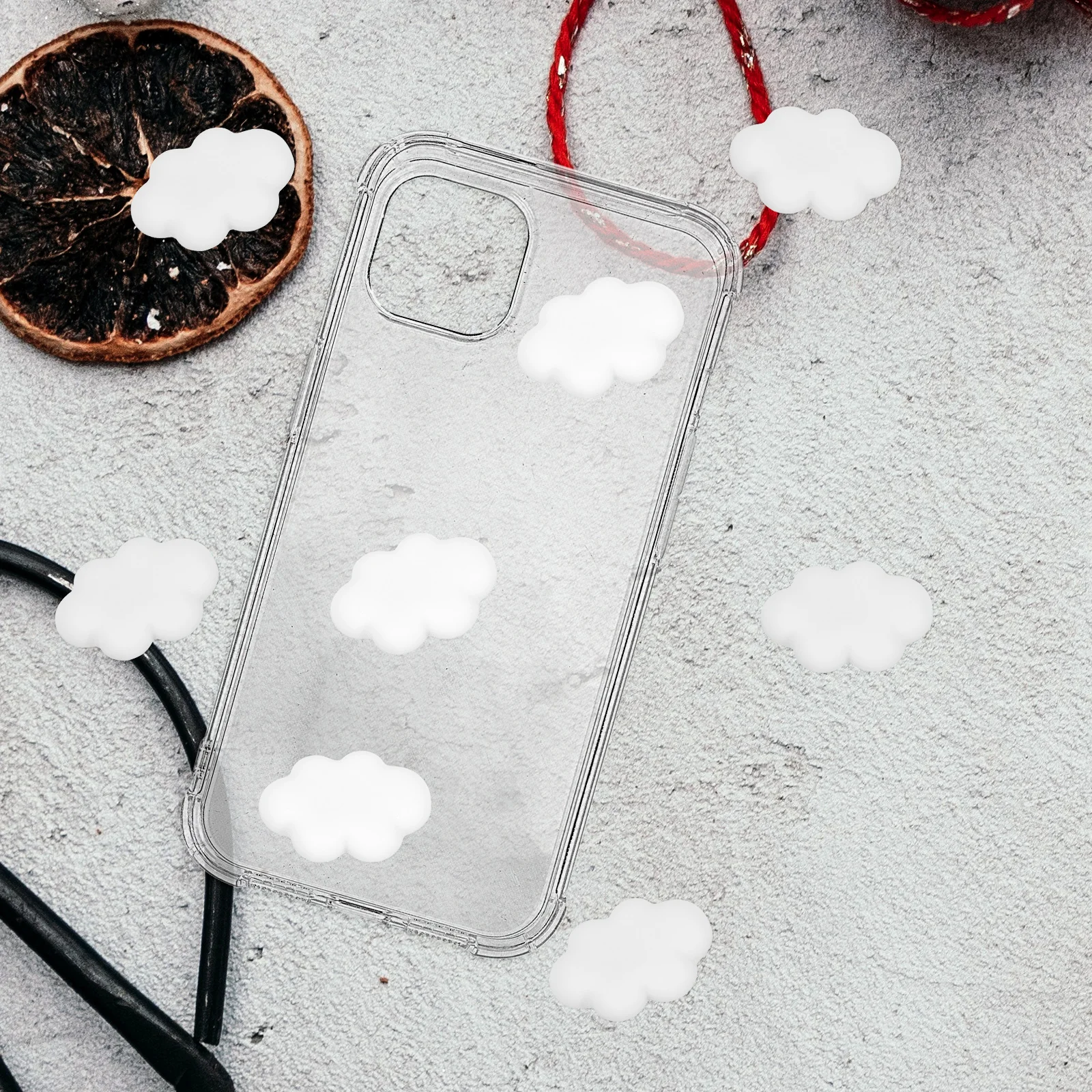 

100 Pcs Phone Case Accessories Cloud Shaped Beads White Decorative Embellishments Cellphone Decor Handmade Pencil