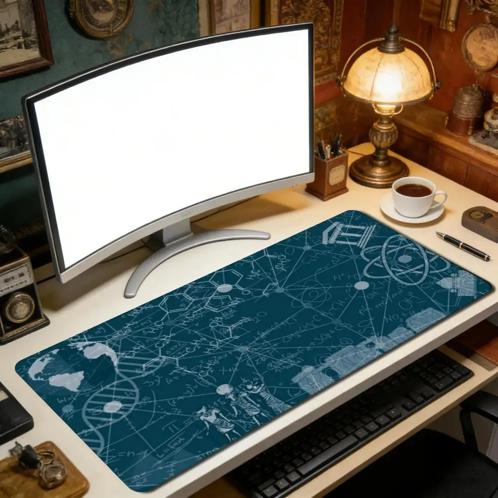 Gaming Mouse Pad Large Stylish Math Geometry Drafting Blueprint Anti-Skid Keyboard Desk Mat for PC Gamers Extended Mousepad