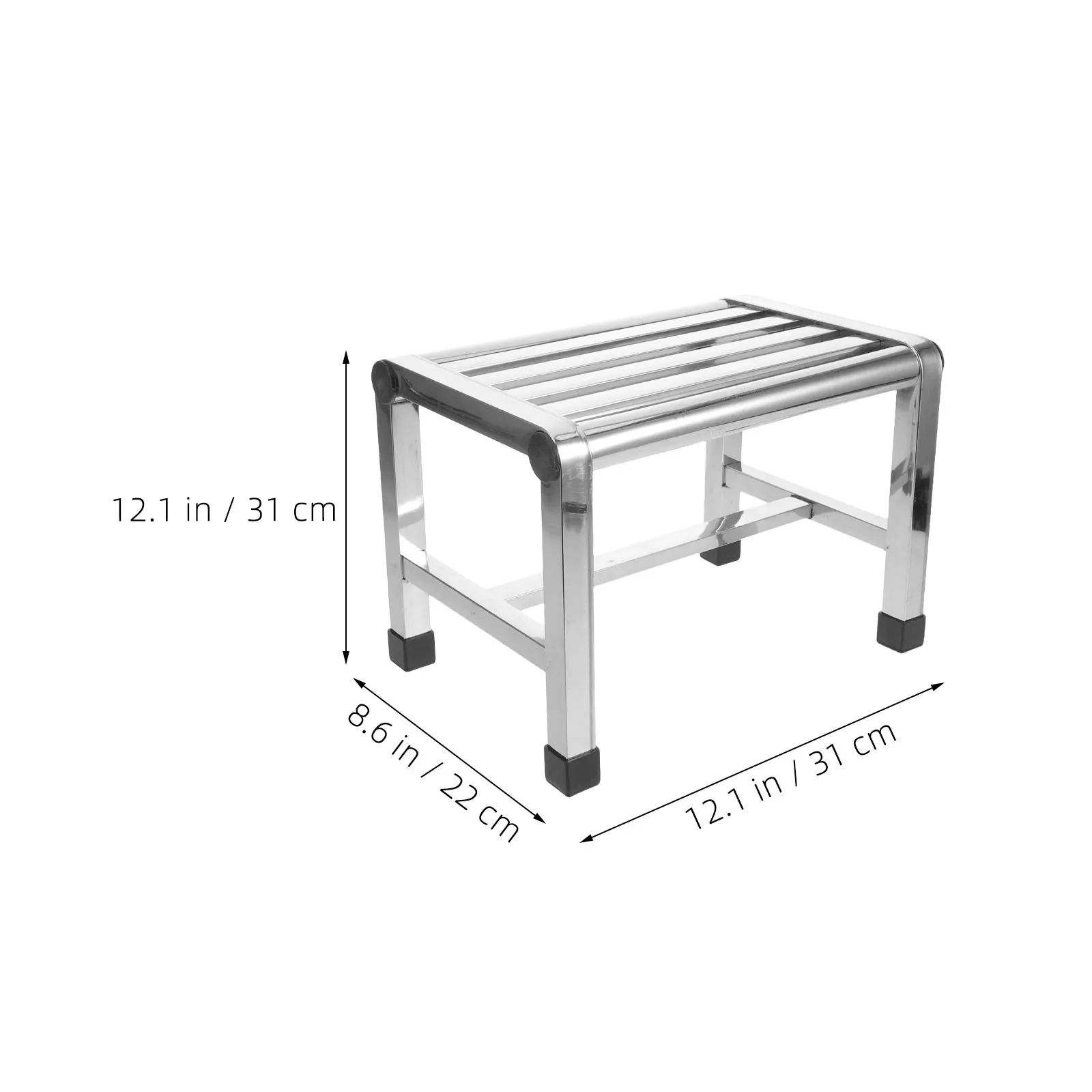Modern Stainless Steel Shower Stool Waterproof Slatted Bath Bench Non-Slip Legs for Wet Rooms Portable Garden Laundry Utility