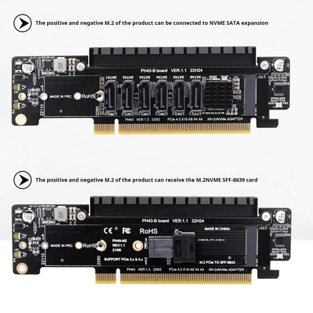 Flexible Pcie Expansion Adapter Pcie 4.0 Expansion Card Pcie 4.0 M.2 Nvme Ssd Split Adapter Card for X16 to X8 X4 Expansion